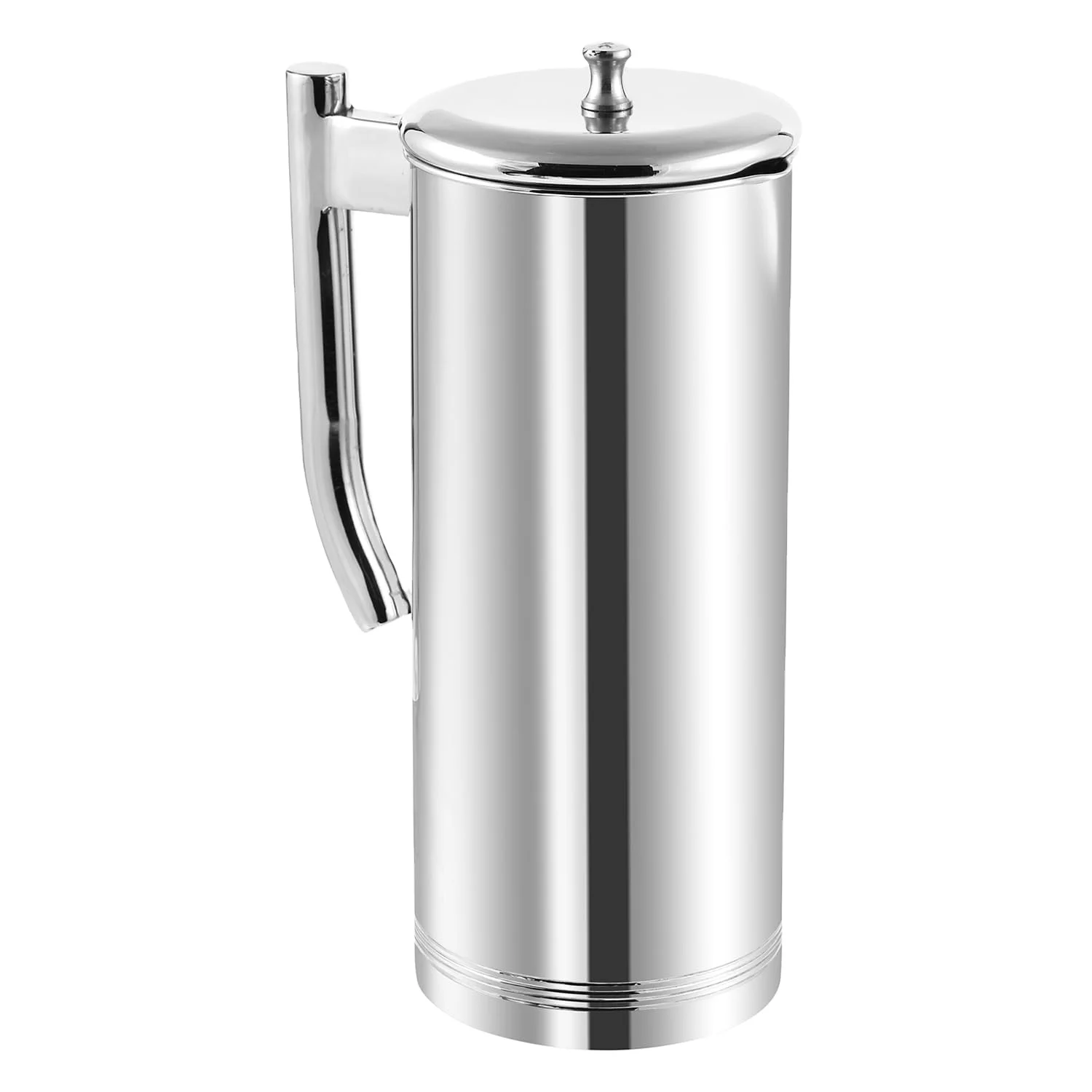 Premium Stainless Steel Handle Jug with Lid and Handle - 1.5 Litre Jug for Milk Water Juice Food Grade Silver Metal