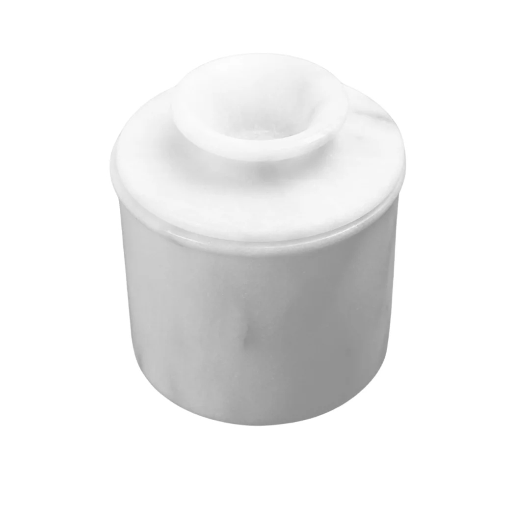 High-quality marble butter dish for tableware French style butter holder with cold storage function and decorative design