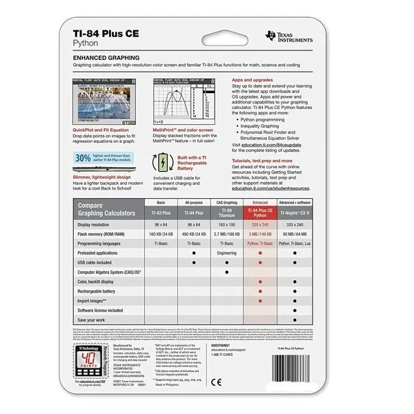 Top Dealer of Texas Instruments TI-84 Plus CE Colors Graphings Calculator Factory Sealed With Complete Accessories