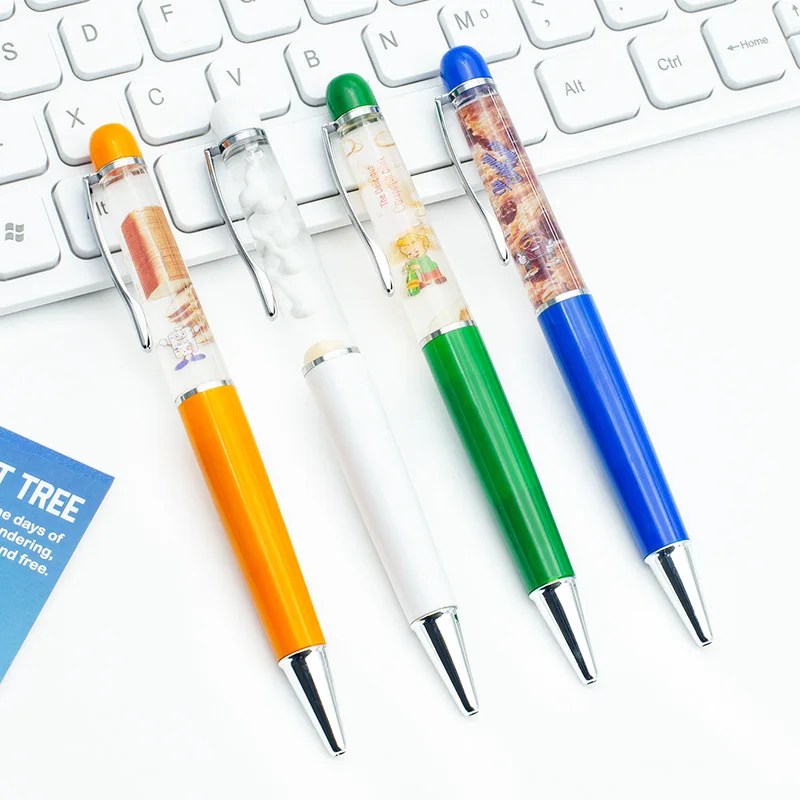 Wholesale Custom Design Floater Liquid Floating Pens High Quality Promotional 3D Floater Glitter Liquid Floating Pen with PVC