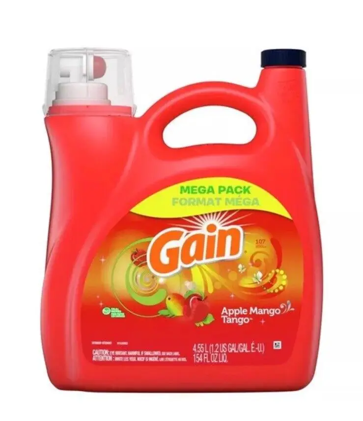 Original Gain Liquid 2x 16 Load 6/25 oz Laundry Detergent for Bathroom Clothes Carpet-Disposable Washing Powder