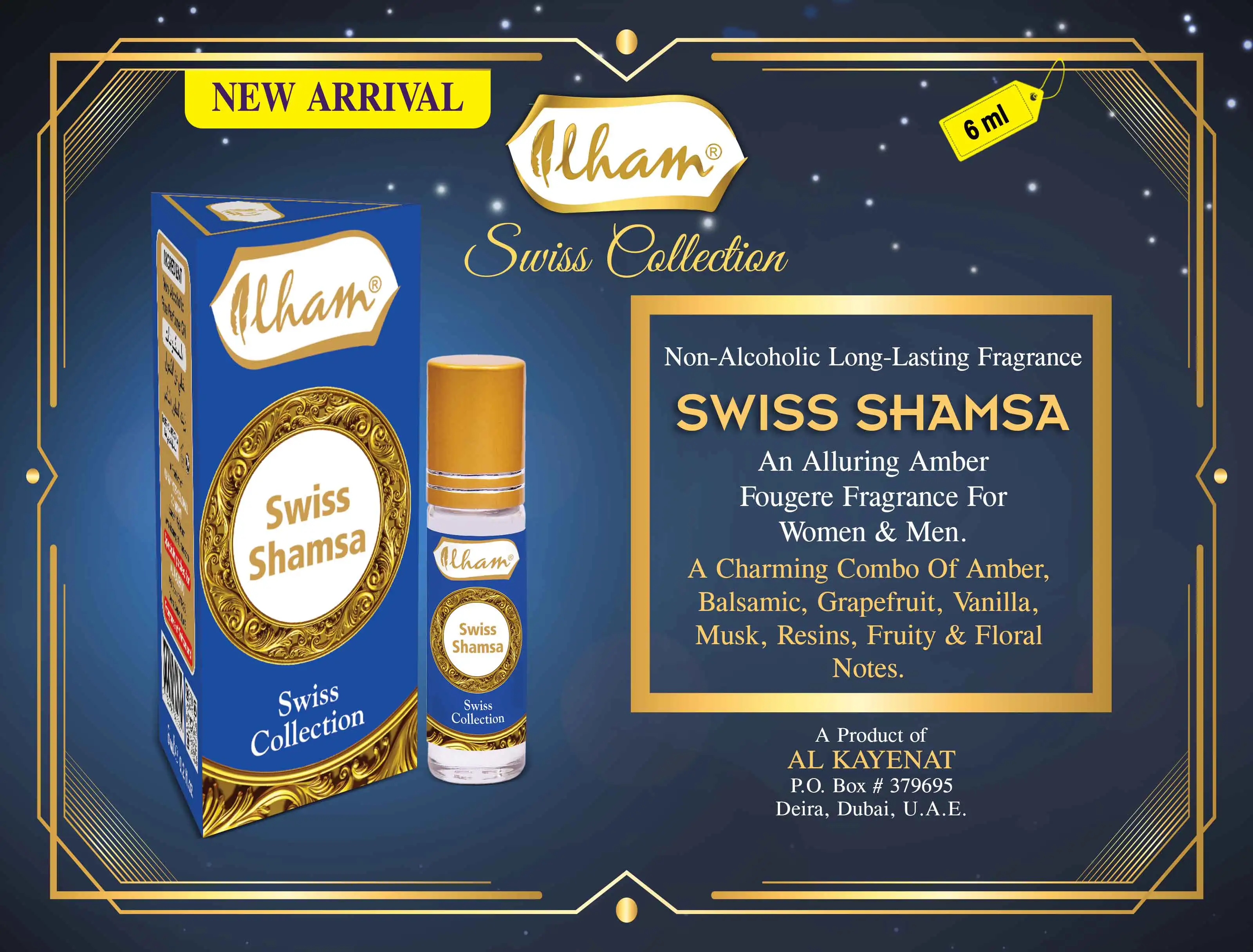 ILHAM SWISS SHAMSA SWISS COLLECTION FRAGRANCE 6 ML (NON-ALCOHOLIC & LONG-LASTING)