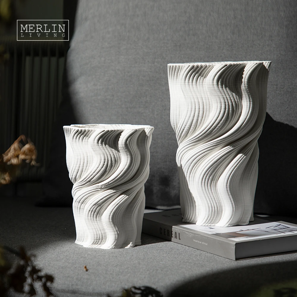 Merlin Living 3D printing vase decorating vases ceramic & porcelain vases Chaozhou Omaysn Ceramic Factory OEM