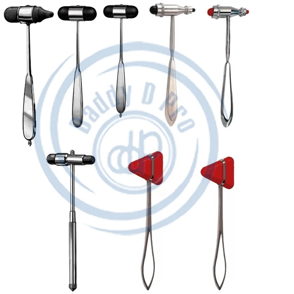 Professional Set Of 8PC Tromner Neurological Reflex Hammer with Built-in Brush for cutaneous and Superficial responses Neuro Set