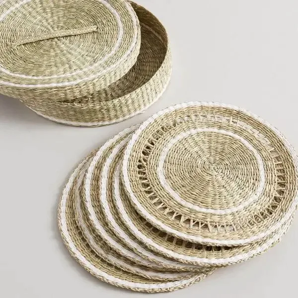 Rattan Place Mats Disposable Tablecloth Customized OEM Natural Color Luxurious Style Tablecloth New Style Seagrass placemat