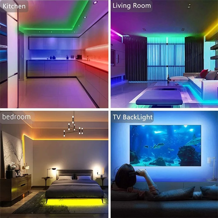 Amazon Latest WIFI Smart RGB Color Sync Music led strips App Remote Control 12V 5 meter Flexible Ceiling Luces LED Strip Light