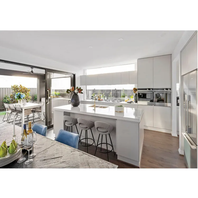 Prima Factory Seller Solid Wood Melamine American Style and Modern Style  Solid Wood Lacquered Kitchen Cabinets