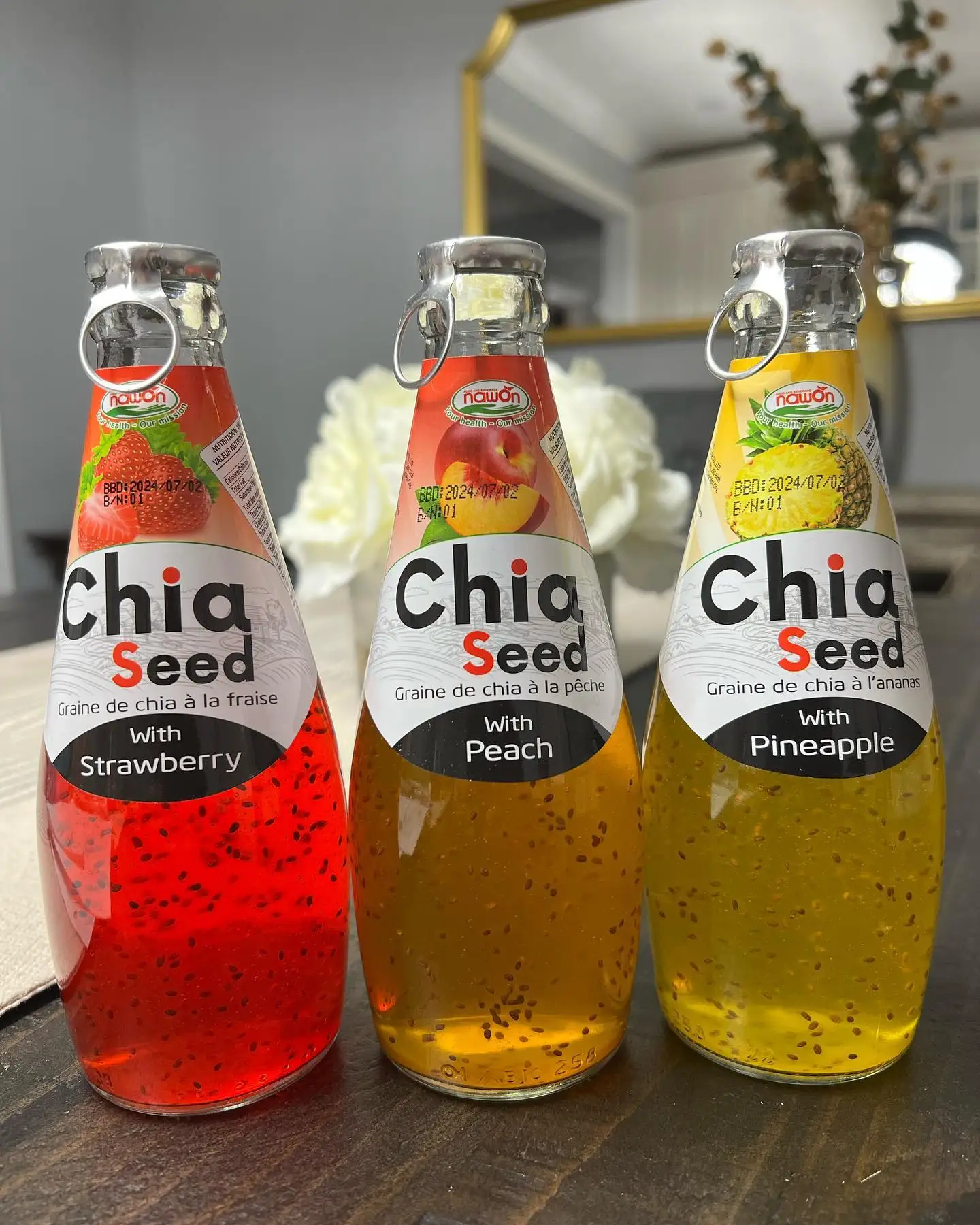 Mix Juice with Chia Seed Drink 290ML Glass Bottle Healthy Soft Drinks Low Sugar Wholesale Supplier Free Sample Vietnam Beverage
