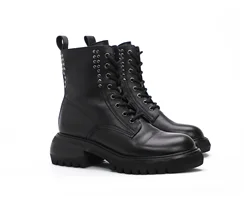 Fashion Rivet motorcycle boots Soft comfortable Martin boots women leather Martin boots  Custom made manufacturer