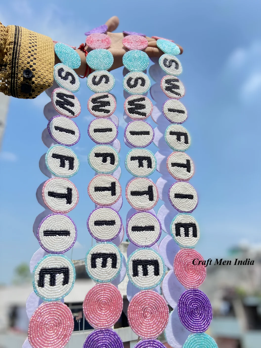 SWIFTIE Handmade round Seed Beaded Strap Unique Design Colorful International Standard round Beaded Belts for cross body straps