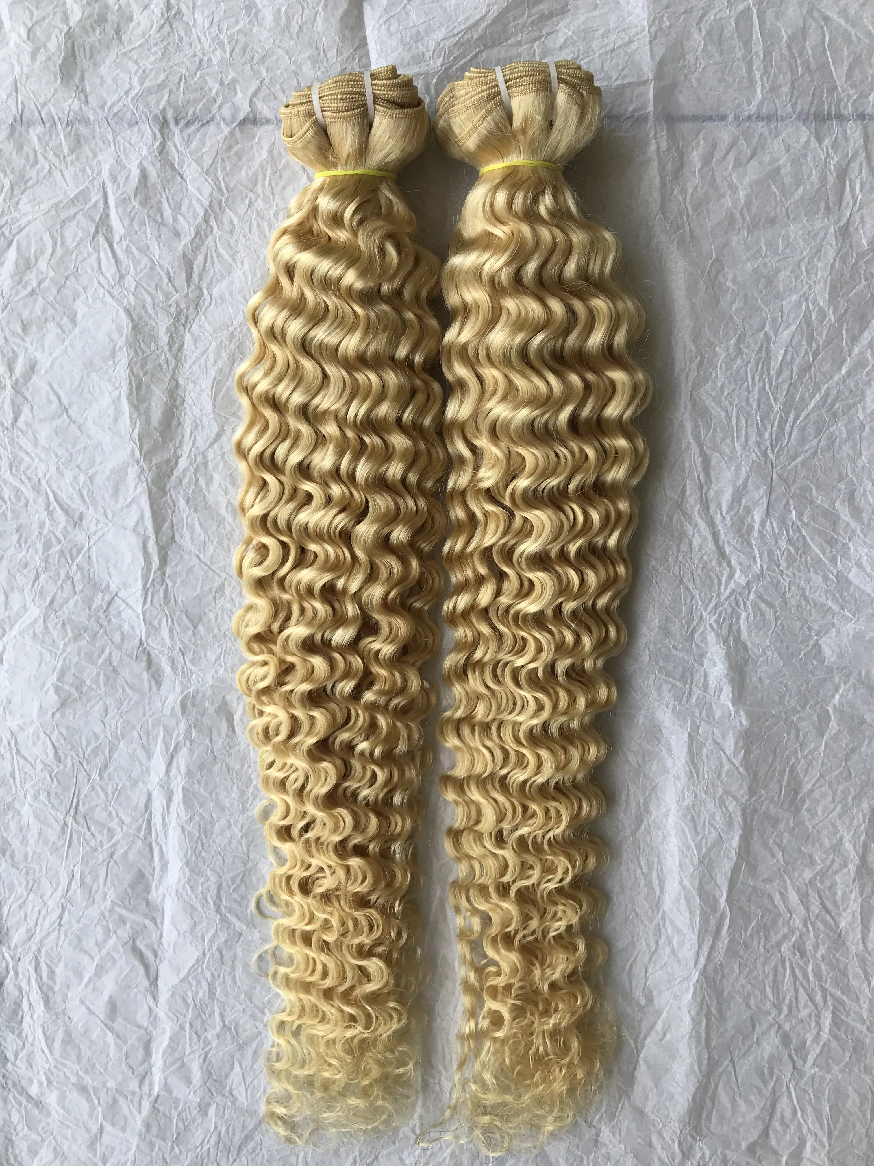 Raw Brazilian Indian Temple Virgin Unprocessed 613 Blonde 26 Deep Curly Bulk No Tangling No Shedding Human Hair Extension Bundle
