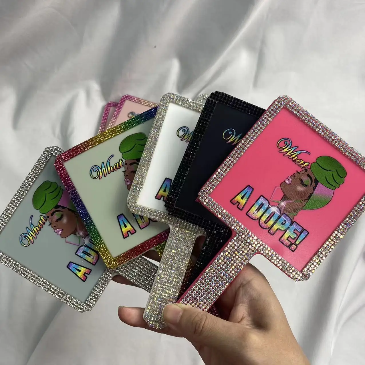 Free Logo Makeup Mirror Custom Logo Private Label Hand Pocket Mirror Wholesale ABS Plastic Hand Makeup Mirror