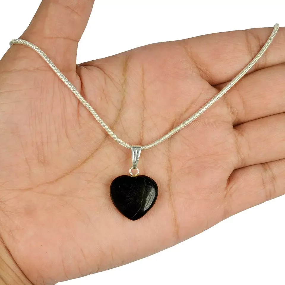Black Tourmaline Heart Gemstone Pendant