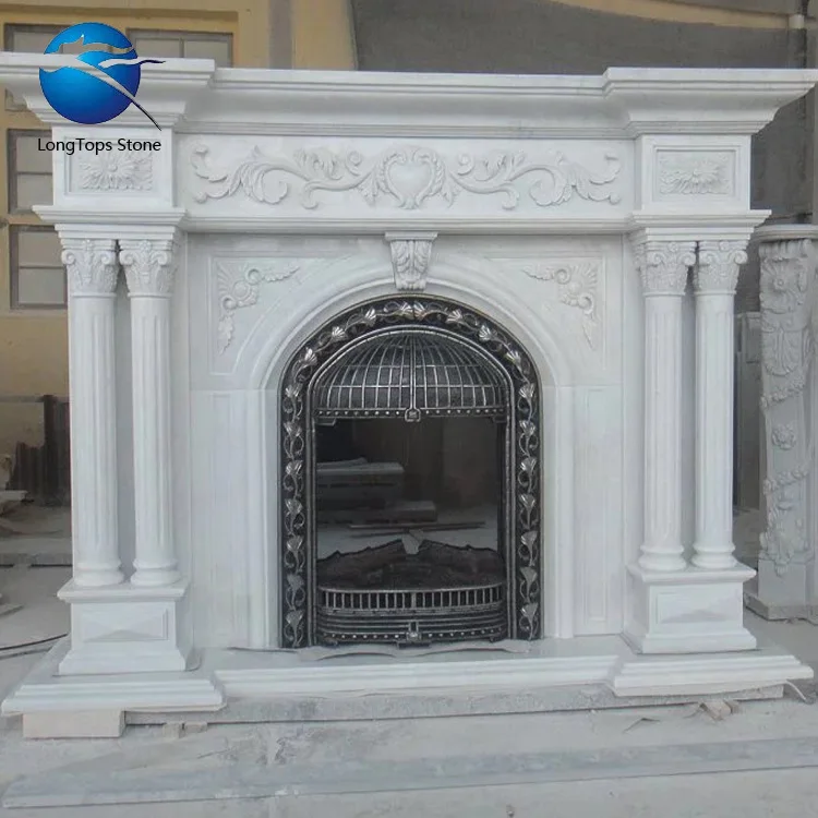 Popular Two Layer Black and White Marble Fireplace Surrounds Natural Stone Marble Fireplace Mantel