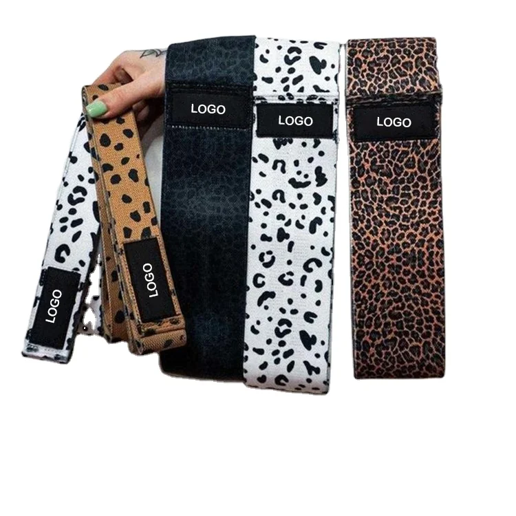 Leopard Pattern Hip Exercise Booty Bands Durable Elastic Home Exercise Resistance Bands Poly Bag Net Carry Bags Lets Train
