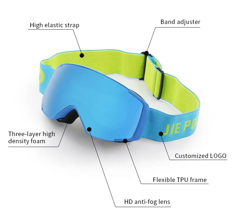 JIEPOLLY Fashion Wholesale Factory Children Anti-Fog Ski Googles Girl Snowboard Glasses Custom Brands Boy Kid Ski Snow Goggles