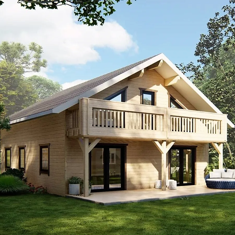 Villa House Office Log Cabin Cb80 chantal 2x70mm-dwelling- according EU Standards energy efficient green energy  renewable