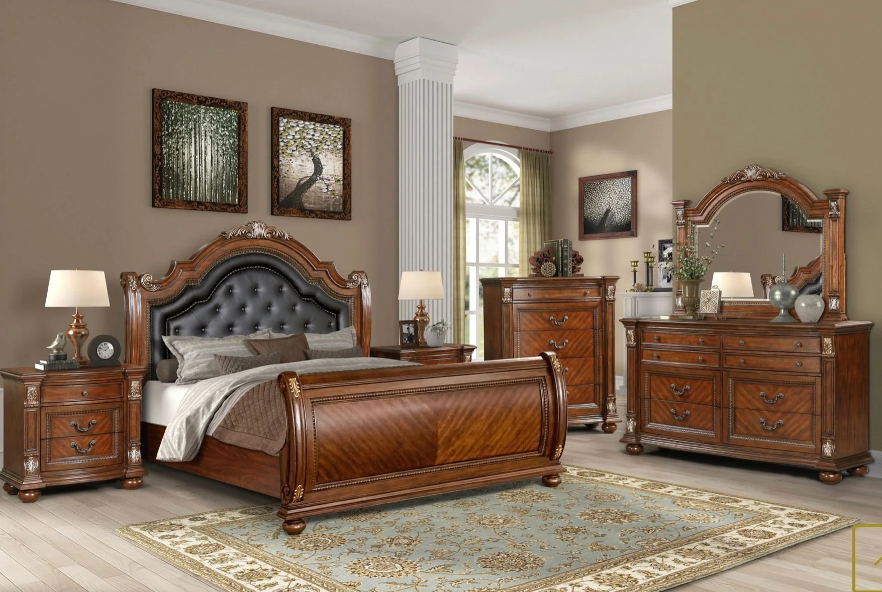 Wholesale Modern Bedroom Furniture Antique Luxury Royal Bedroom Furniture Set Living Solid Wood Bed Made in Viet Nam