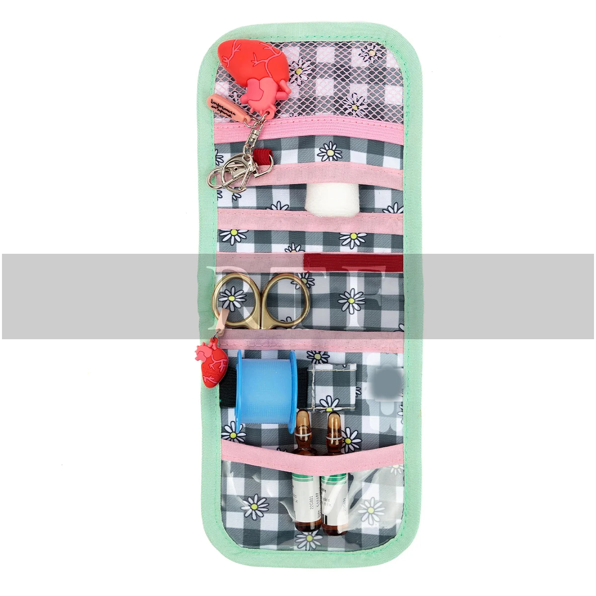 Vichy Daisies Pocket Organizer soft colors Nurse Pocket Organizer for Hospital Coat or Gown Doctor Pocket Pouch By Raw To Fine