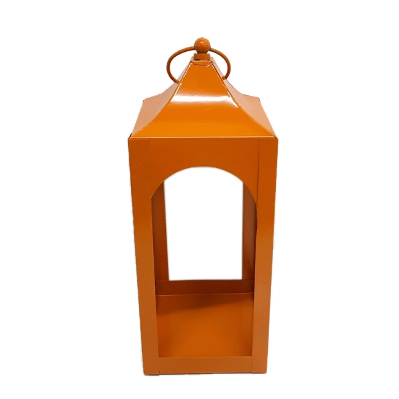 Home Decoration Glass and Iron Square Shape Indoor Hanging Lantern  Matt Black Color Candle Holder for Tabletop Handmade