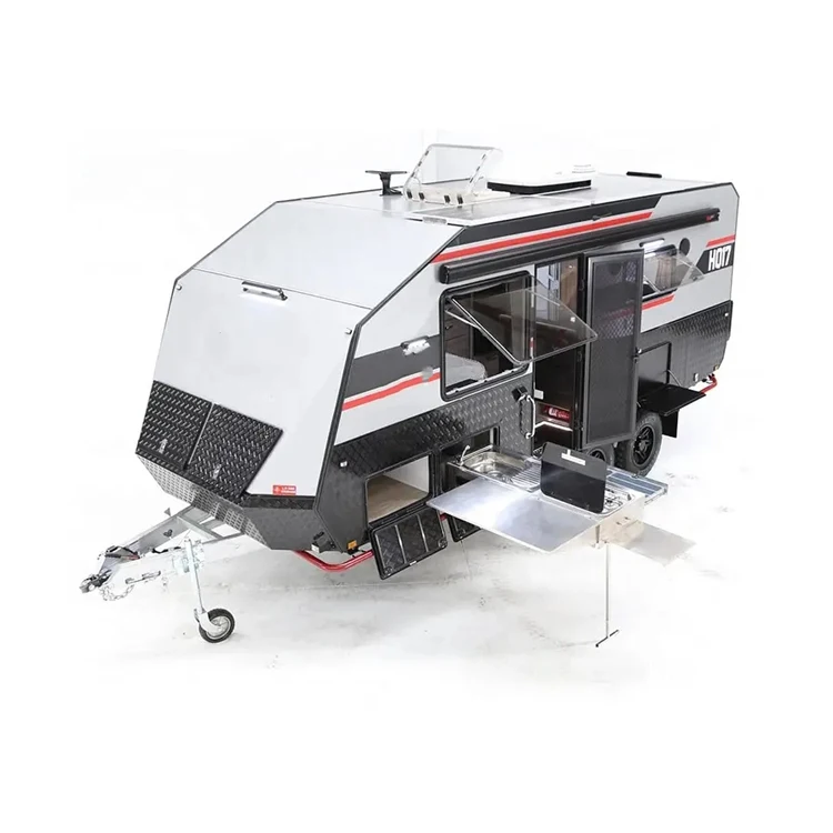 NEW Hot Sale Small Off Road Teardrop Caravan Camping Travel Trailer with tent