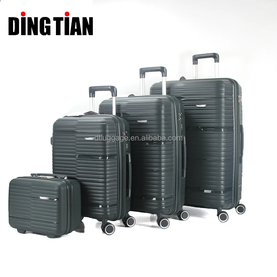Mumbai Market unbreakable  Hard-Sided Polypropylene Luggage Set of 4 pcs PP  Trolley Bags with Beauty case