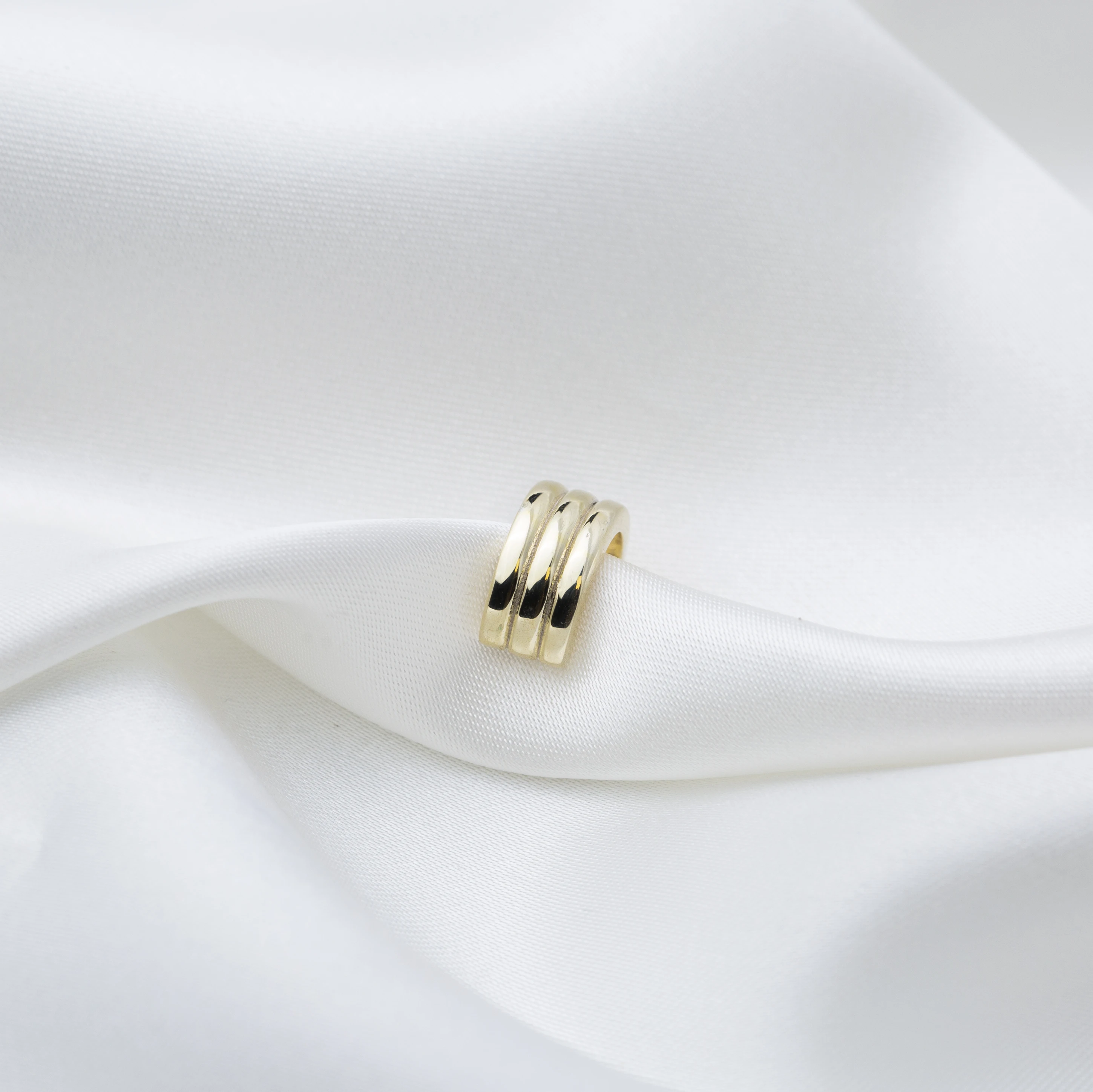 Plain Elegant Single Cuff Earring Wholesale Turkish Handmade 14k Gold Earring 585 Jewelry For Woman