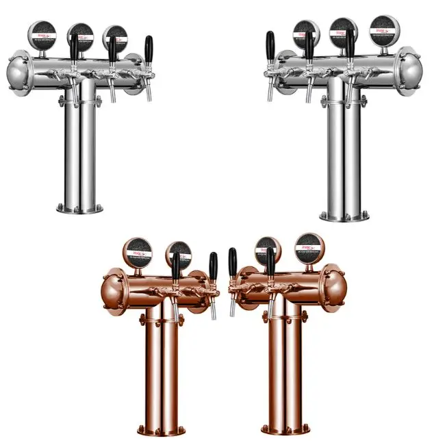 Башенка-дозировщик для пива, Т-образный кран 2/3/4, регулятор расхода гликоля, петля для рециркуляции напитков, спиртодозировка