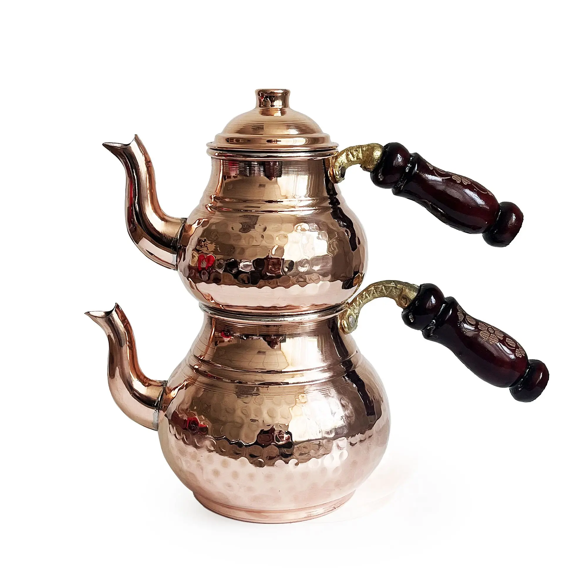 Handmade Hand Hammered  Classic Copper Turkish Stovetop, Tea Kettle, Teapot Set COPPER Color