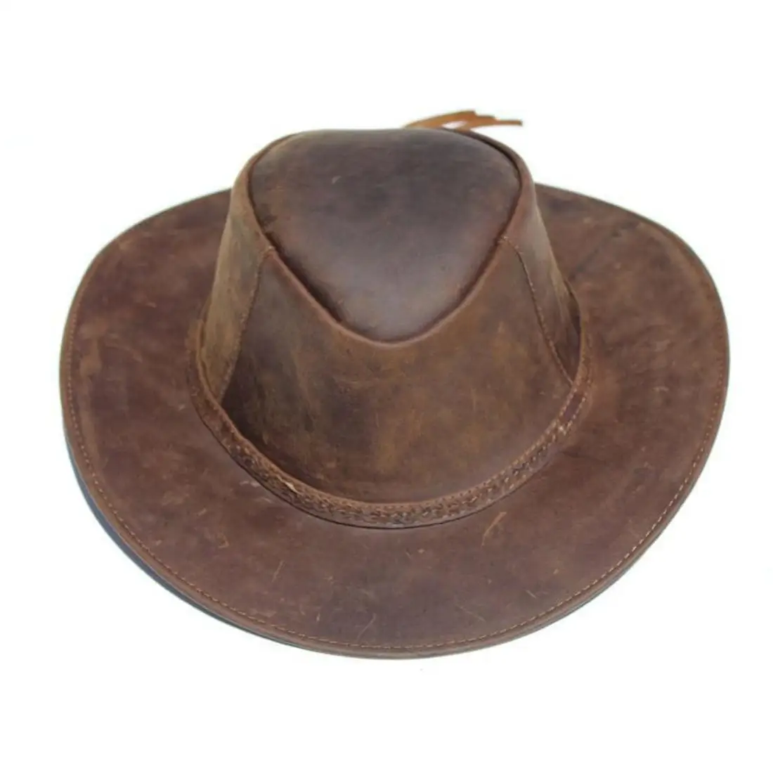 Available Stock Genuine Cow Leather Cowboy hat light In Weight Good Quality Vintage Style Adventurous Hat At Reasonable Prices