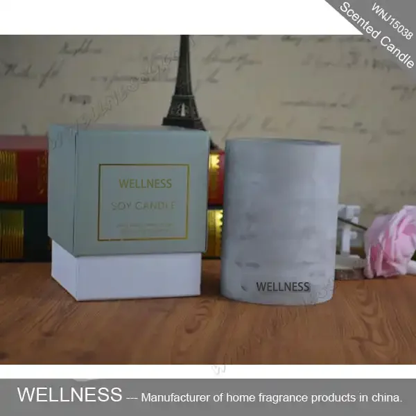 luxury scented soy customized candle in different shaped cement jar