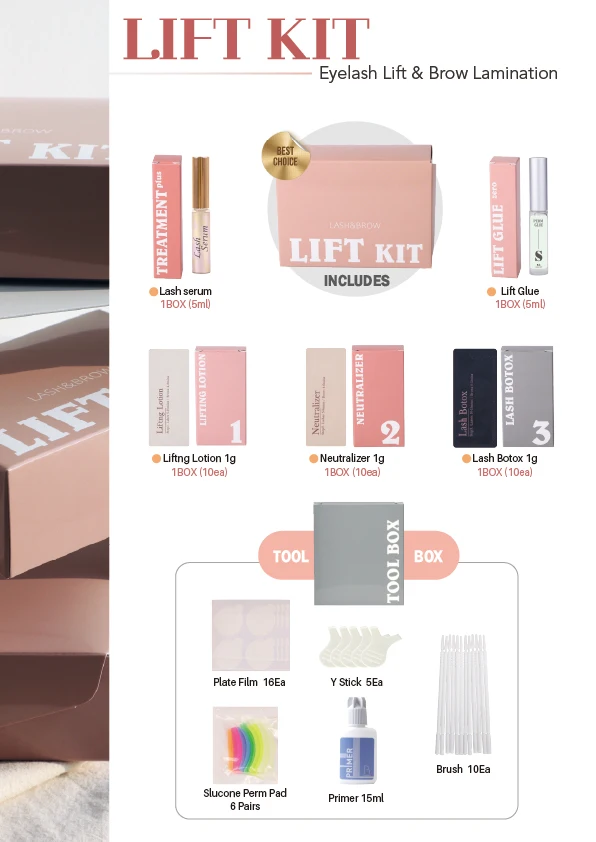 Korea Manufacture Lash and Brow Lift box kit for eyelash and eyebrow lamination professional use kit lami kit OEM ODM