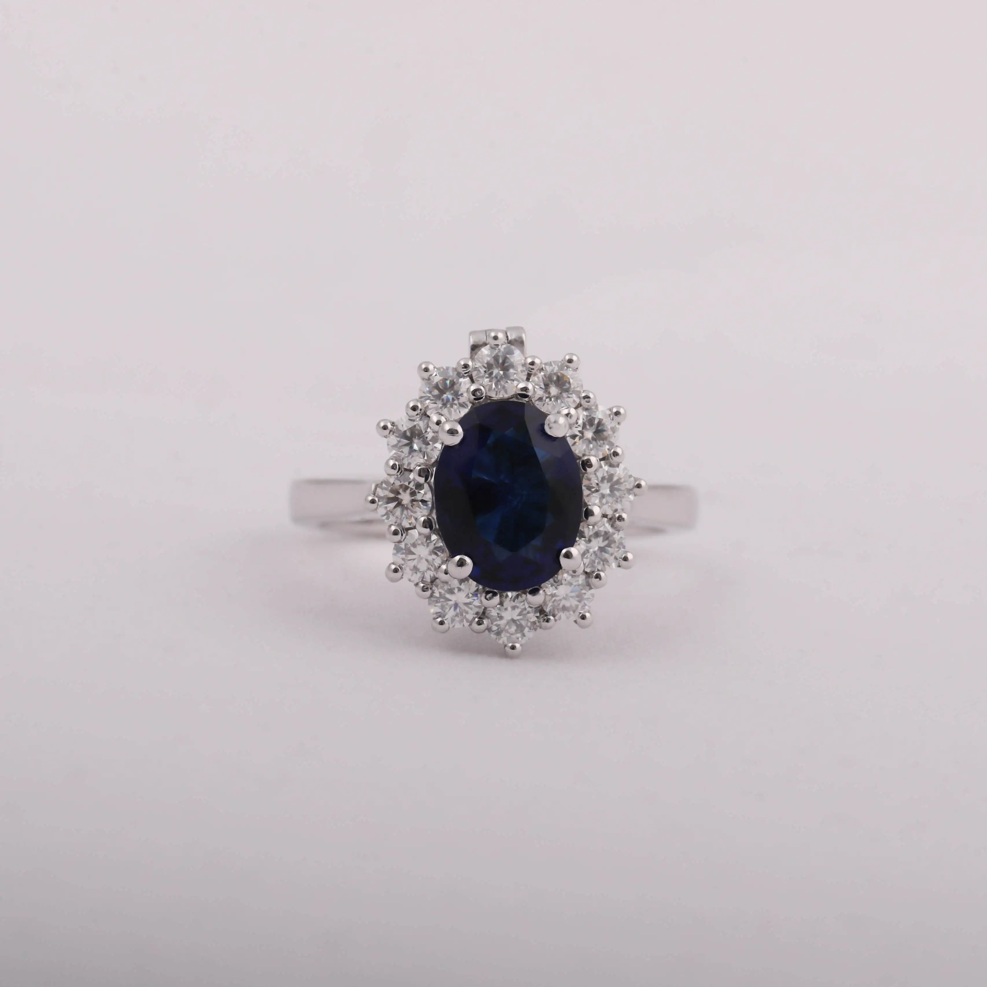Detachable Ring Pendant With Natural Sapphire 4 CT Oval Cut Halo Gemstone Convertible 2 in 1 Jewelry MADE WITH 14KT SOLID GOLD