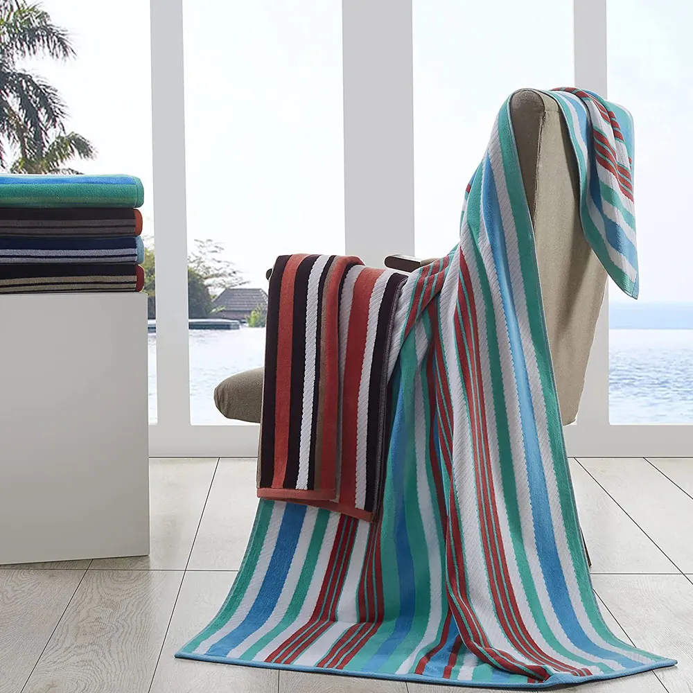 100% Cotton Terry Cut Velour Beach Changing Towel Durable Material  Velour Towels