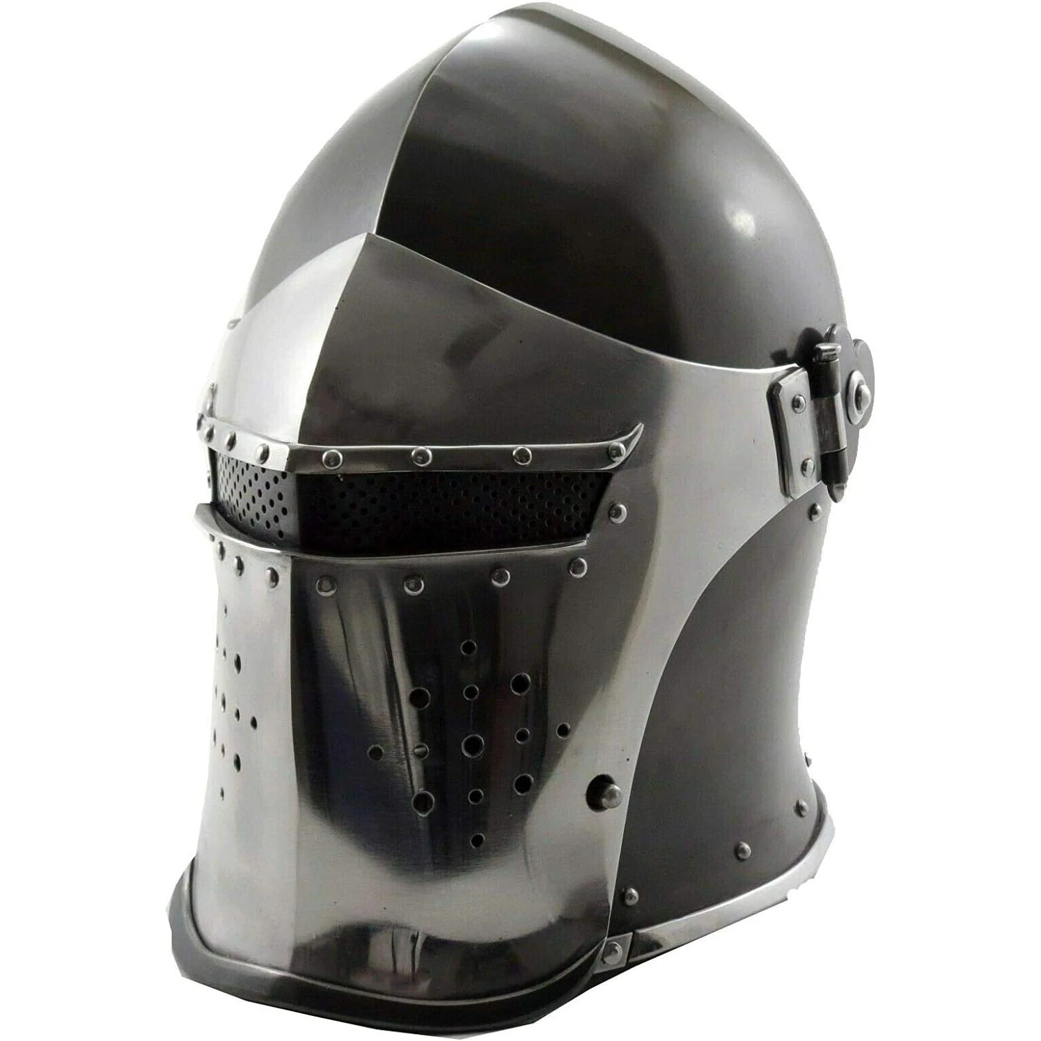 Viking Visored Barbuta Battle Knight Helmet Black Medieval Armor Helmet Home Decor Halloween Christmas New year party costume