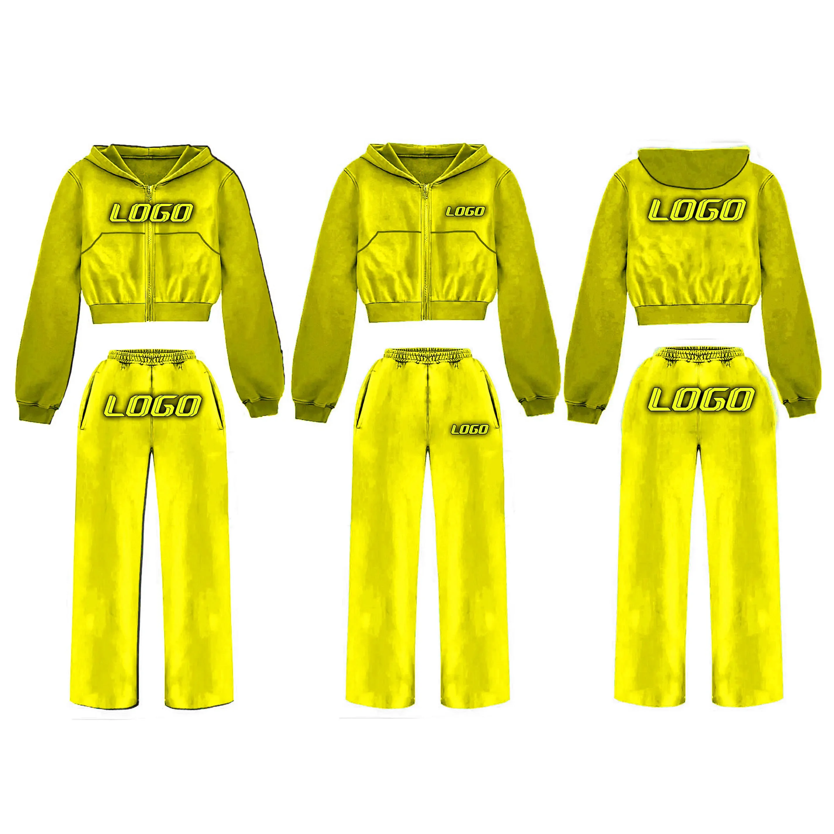 Embroidery Cutout 100% Cotton Hoodie Two Piece Set High Quality Drop Shoulder Sweatsuit Women Acid Wash