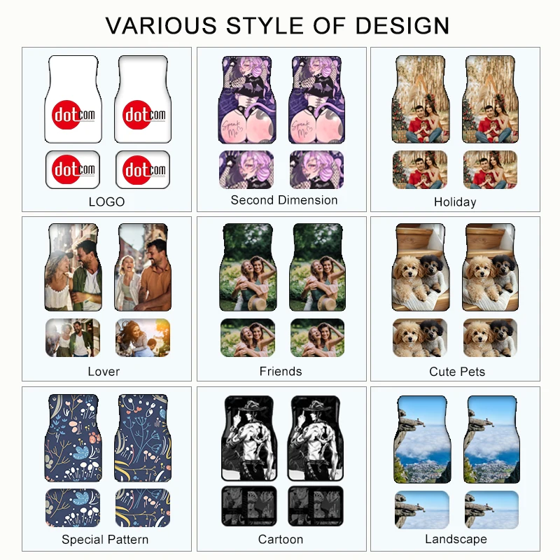 Car Floor Mats Front and Rear Rubber Backing Carpet Universal Fit for Trucks Non Slip Automobile Mat With Logo