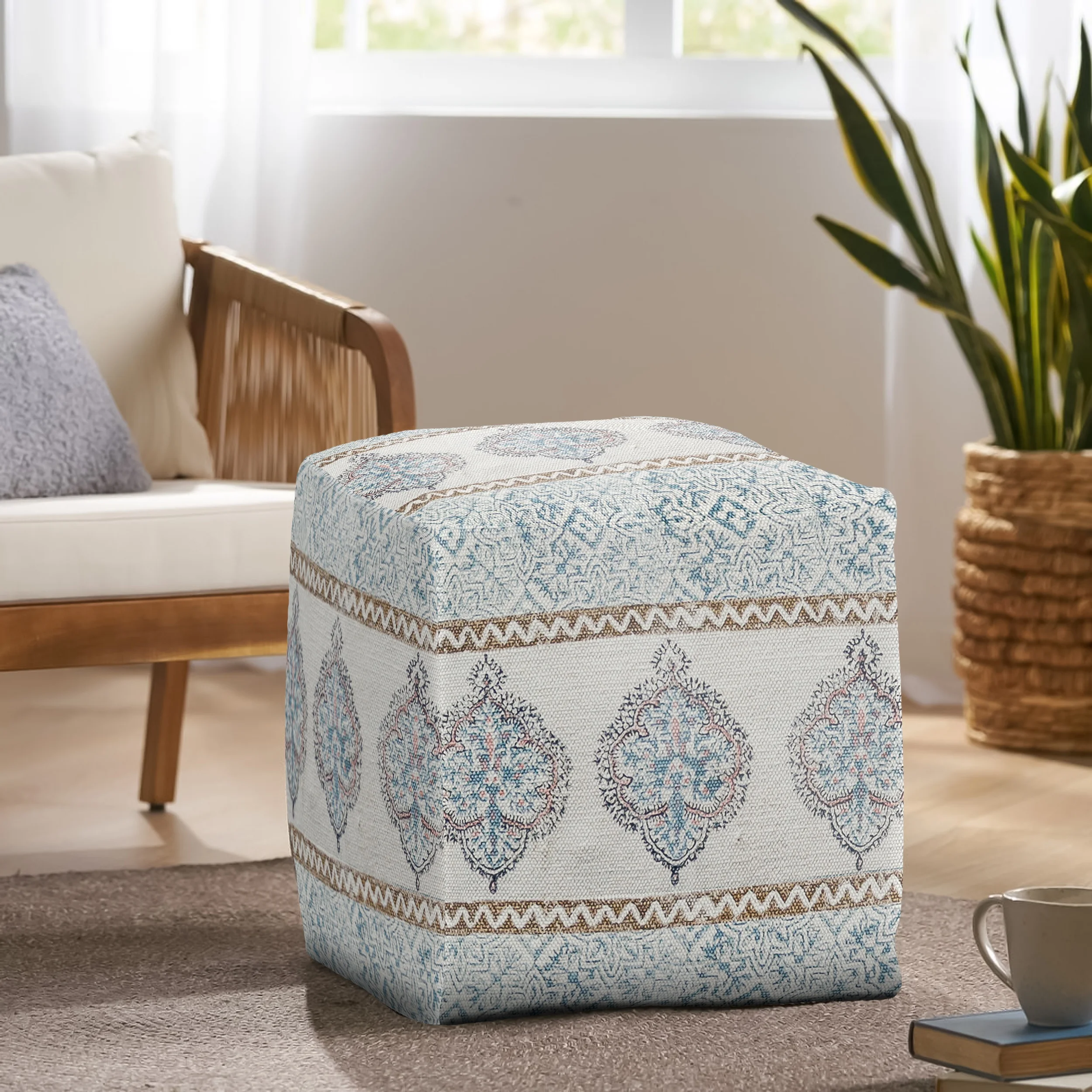 Home Decor  Pouf Customize Pouf Block Print Pouf  Hand made pouffe Square Shape Pattern 100% Cotton