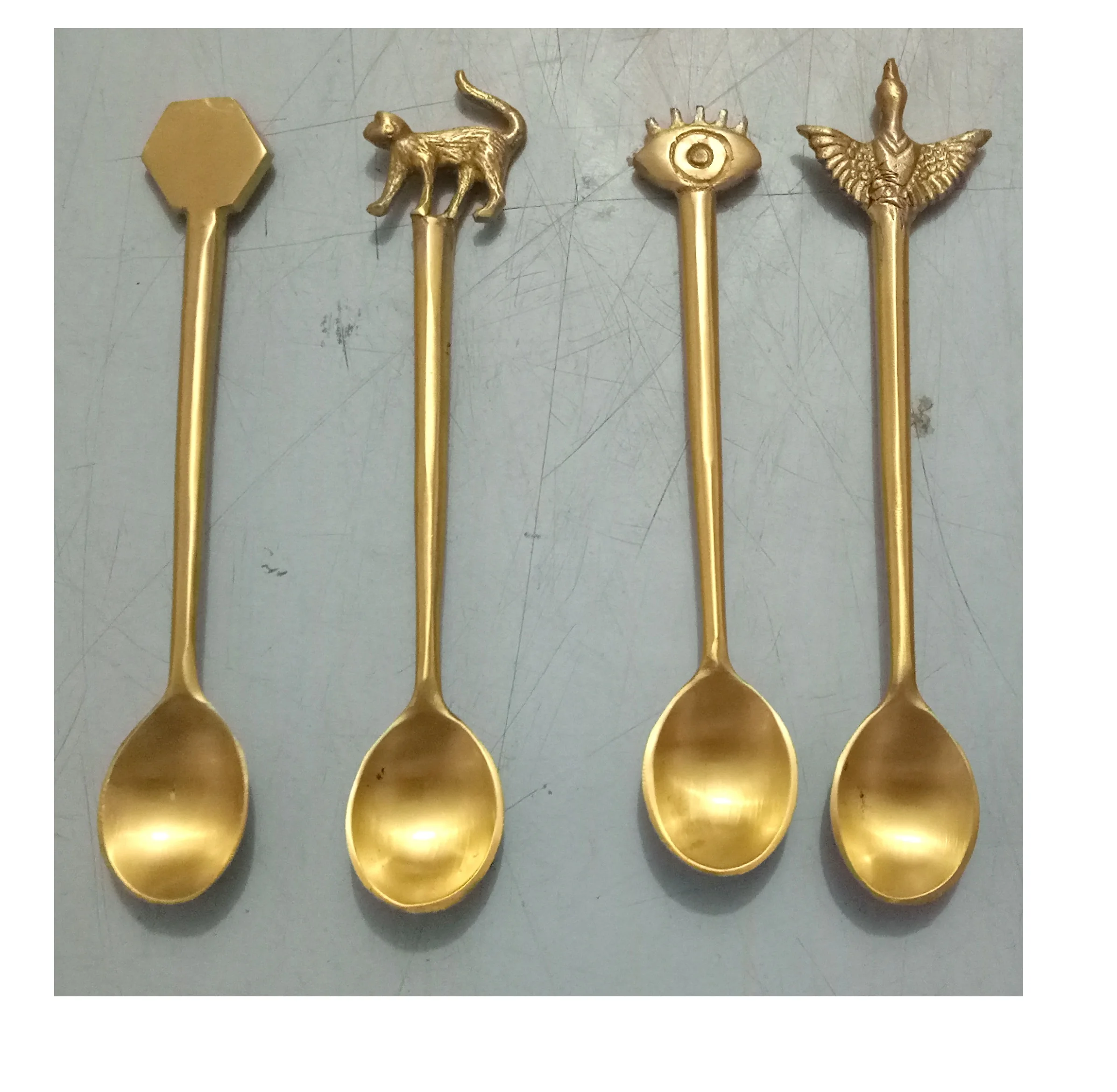 Brass Coffee Spoon Set of 4 New Design New Metal Coffee Spoon  Latest New Flatware In Wholesale Price New Spoon New Flatware