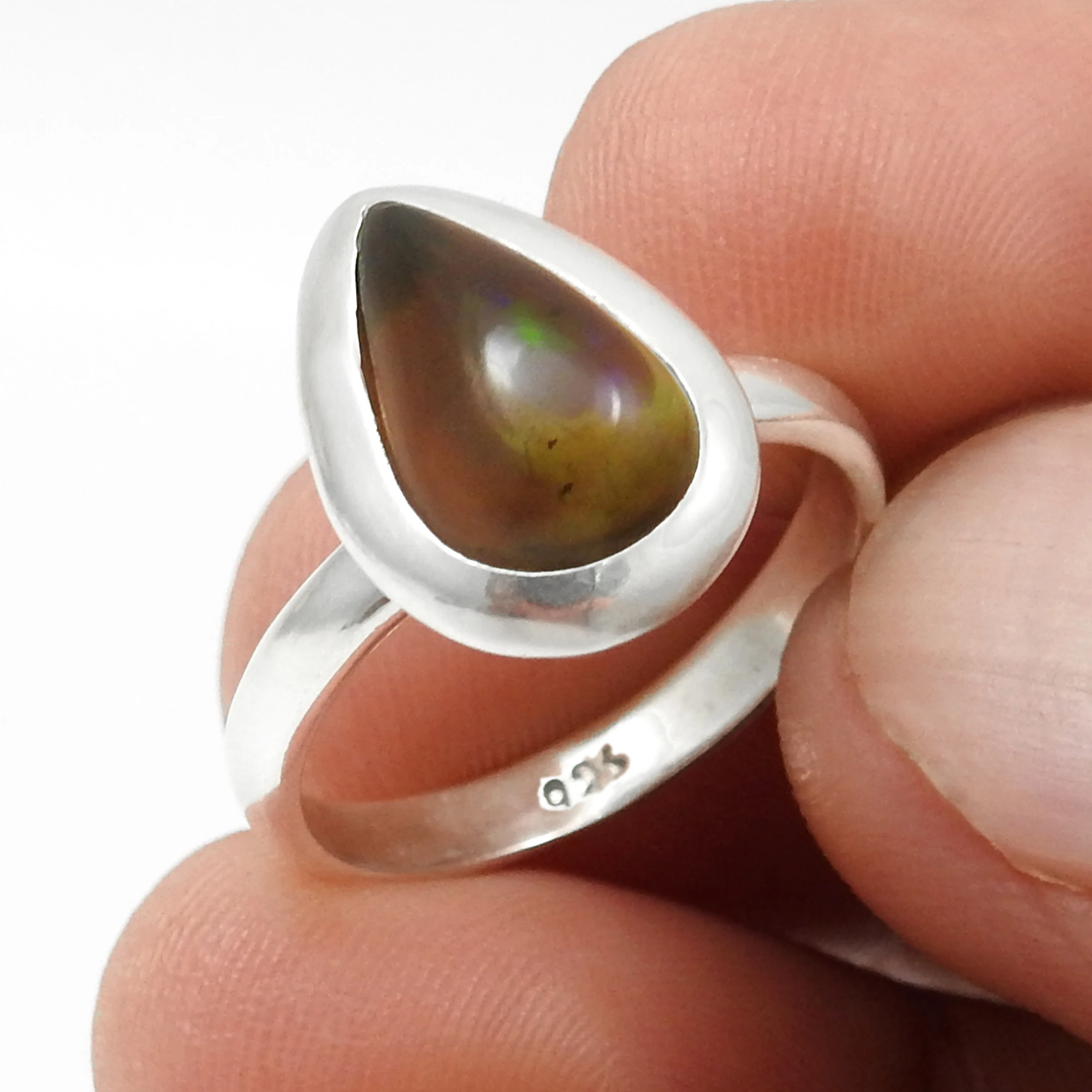 Natural Black Opal Rings 925 Sterling Silver Pear Cut Precious Gemstone Jewelry October Birthstone Opal Rings Fine Jewelry Bulk