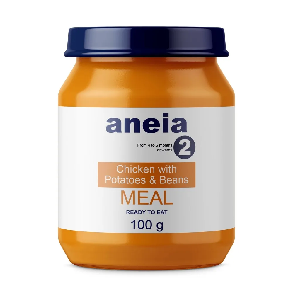 Aneia Baby Puree Food Pork Potatoes Beans Ready To Eat RTE Jar Pouch Snack Meal Custom Logo Packaging OEM OBM Private Label