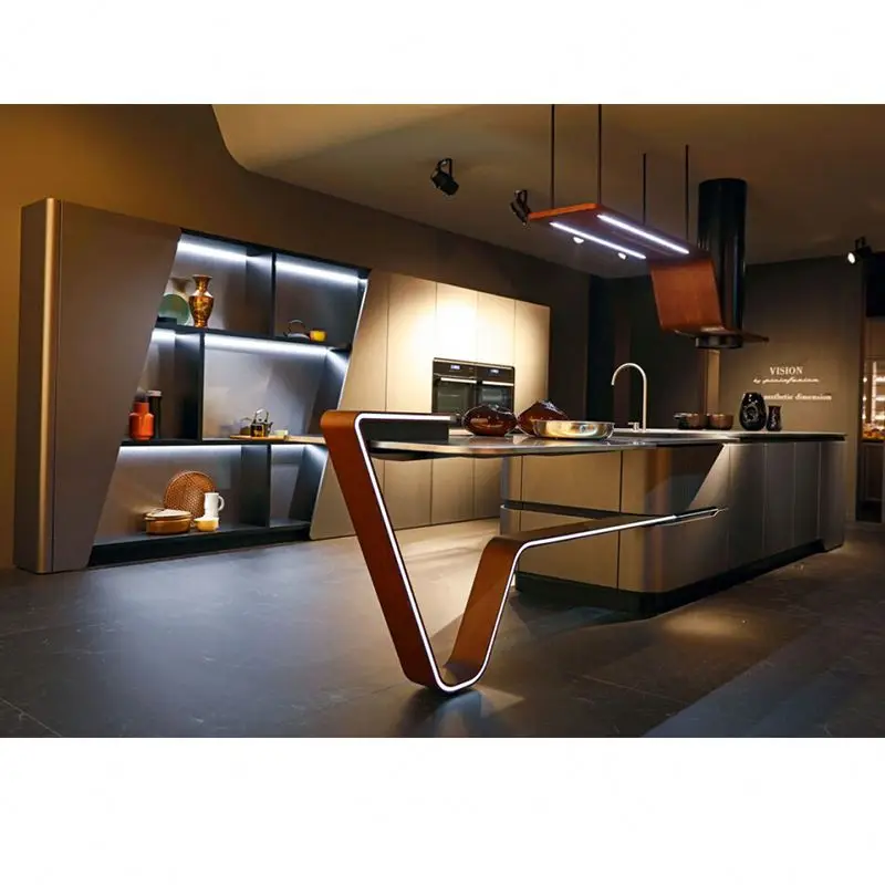Realgres Luxury Modern Modular Kitchen Design Wooden Furniture Pvc Door Panel Economic Wood Wall Wholesale Kitchen Cabinet
