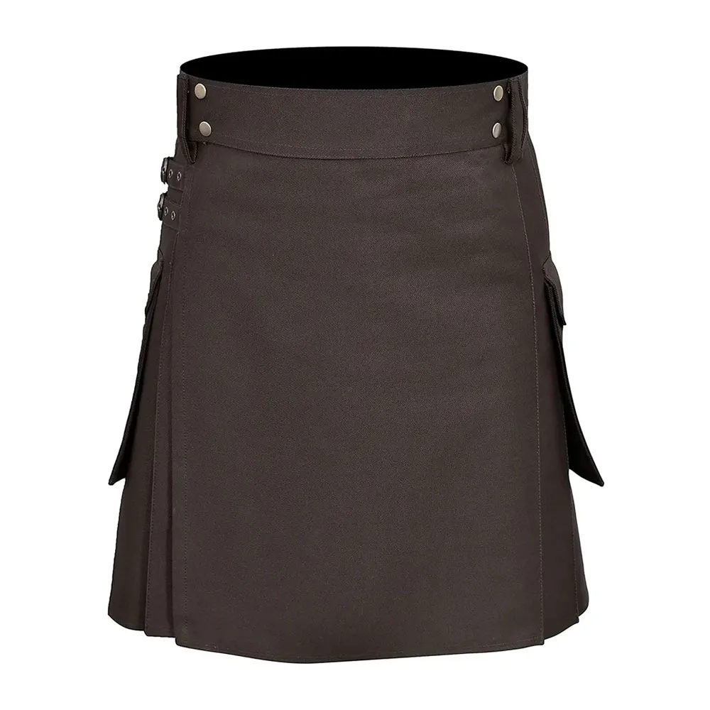 High Quality Leather Kilt With Golden Studs Made To Measure Leather Panels Black Kilts Wholesale Prices For Men Skilt
