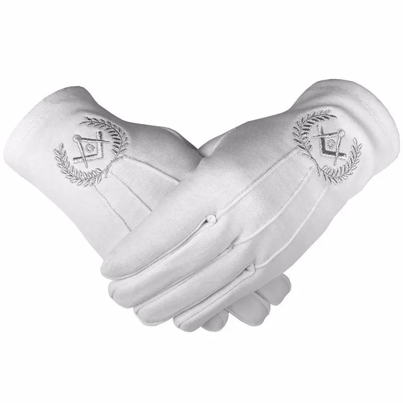 2024 Best OEM Wholesale Factory Price 100% Cotton Made Custom Masonic Logo Masonic Gloves Available In Reasonable Price