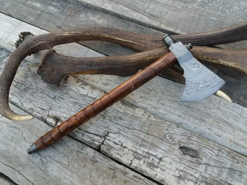 Brand New Custom Made Damascus Steel Tomahawk Axe Hatchet with Rose Wood Handle Hiking Axe Hunting Hatchet
