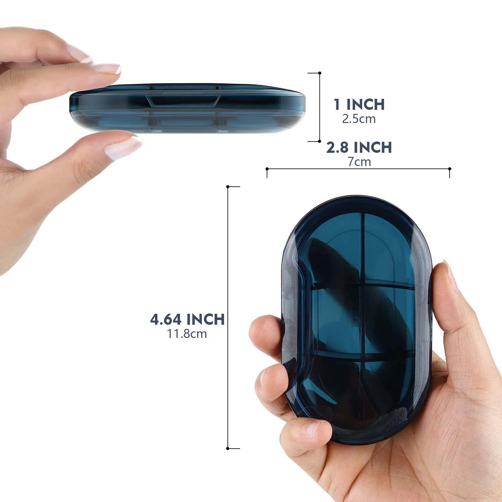Hold Medicine  Weekly Travel Outdoor 6 Compartments Portable Compact Large Blue Waterproof Pill Case Organize box