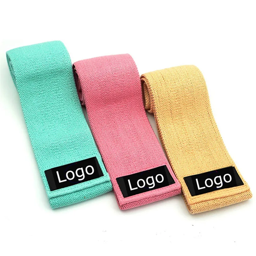 Wholesale Custom Logo Print Fabric Fitness Exercise Booty Hip Band Set Workout Loop Resistance Bands