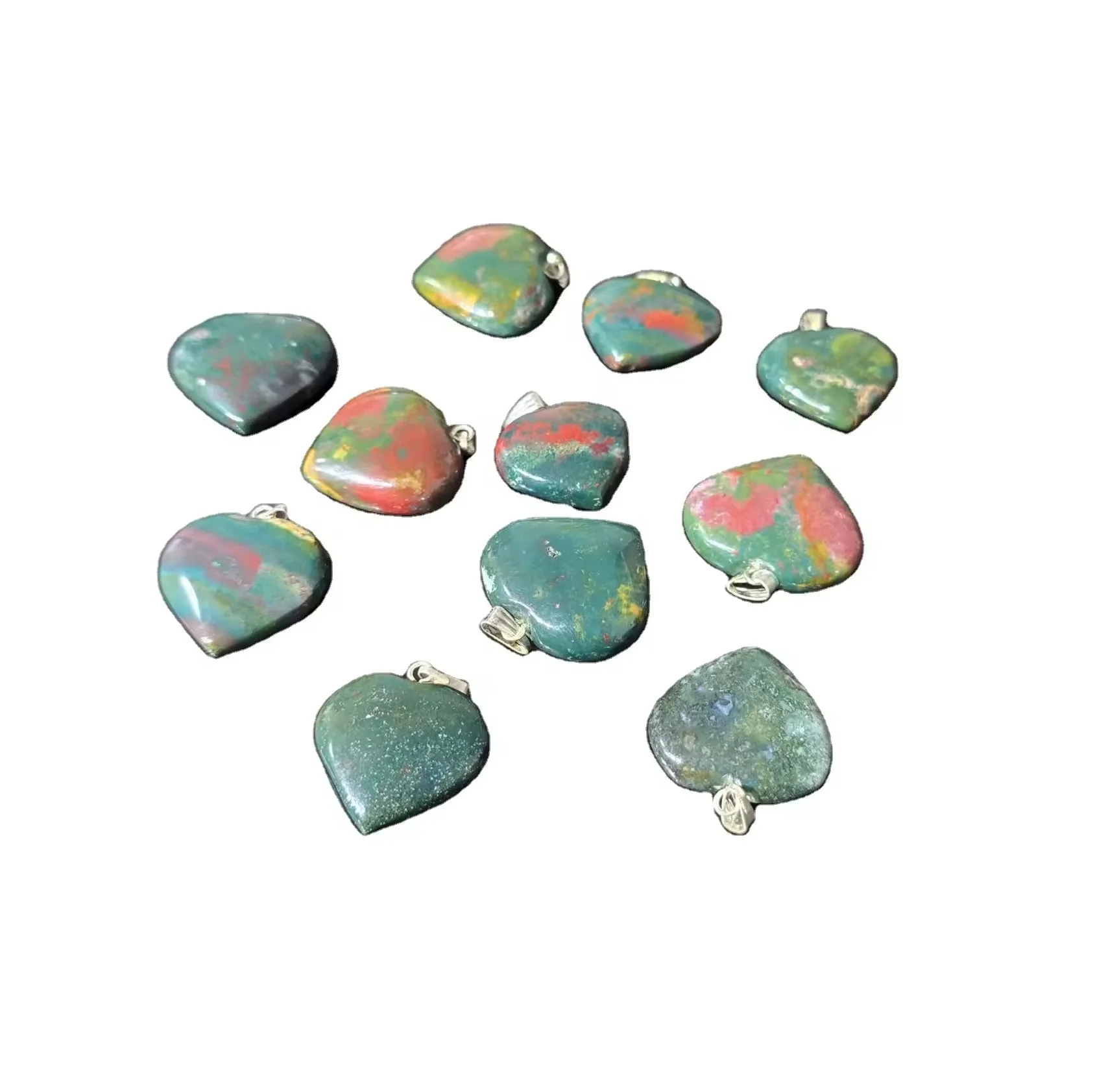 Most Selling Heart-Shaped Blood Stone Pendant Semi-Precious Stone Craft Pndant for Worldwide Export