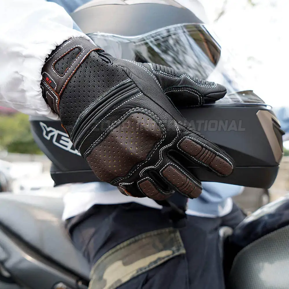 Customized Professional Leather Motorbike Gloves Full Finger Waterproof And Windproof Motorbike Gloves For Winter