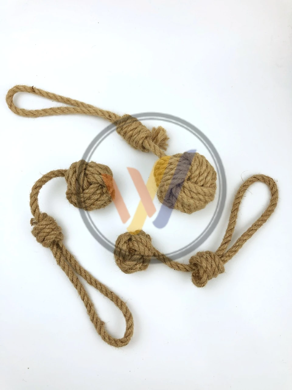 Natural Hemp Rope Ball With Handle Dog Toy Durable Tug & Chew Play Clean Teeth With Chewing